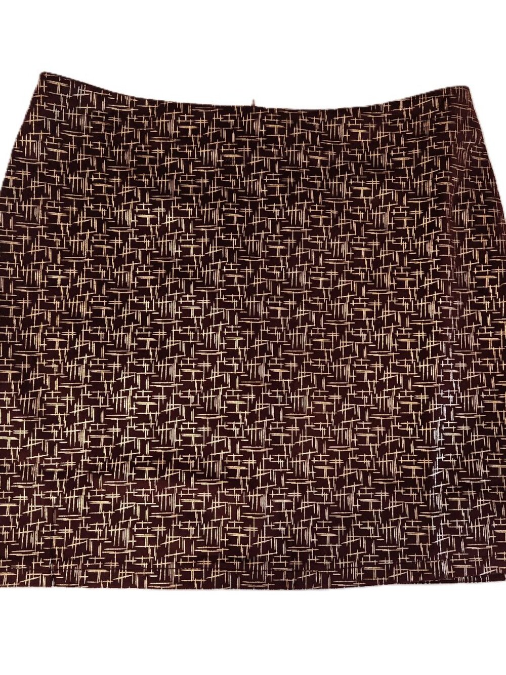 NWT Hayden Los Angeles Maroon/Brown Abstract Hash Geometric Mini Skirt Small